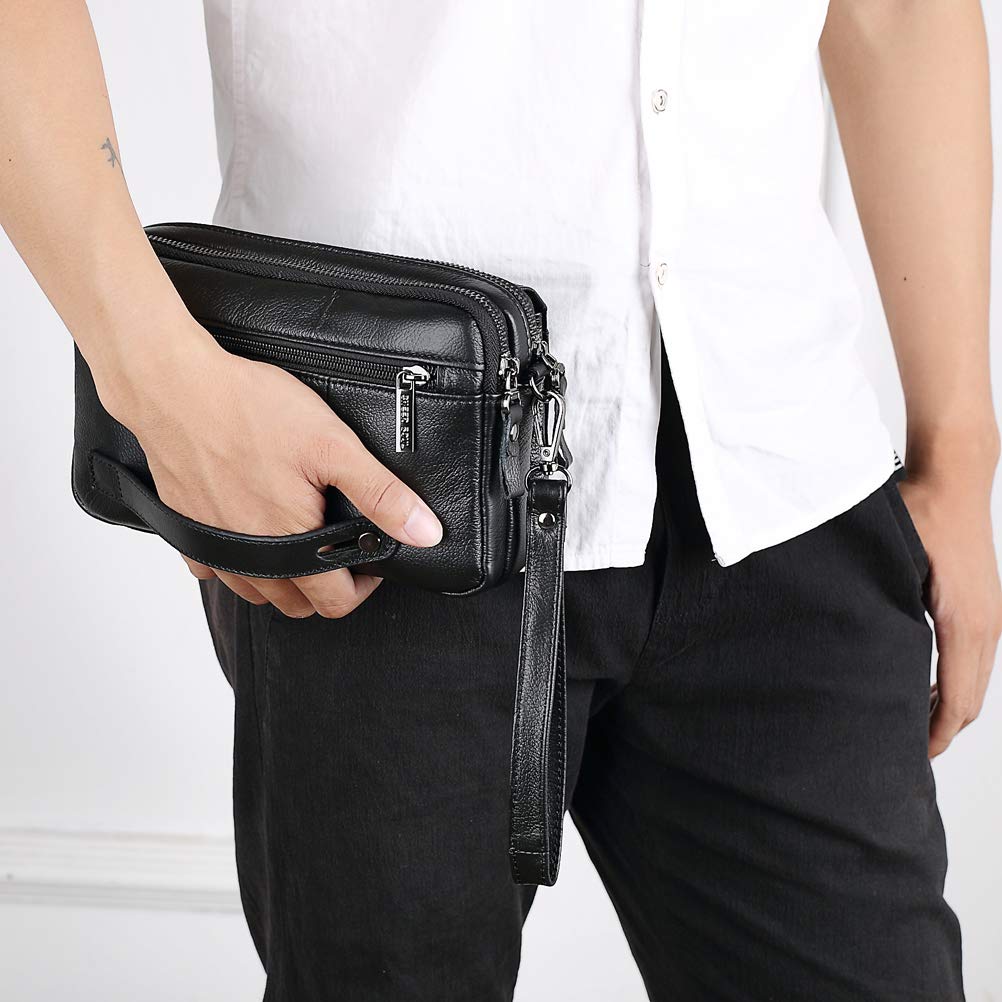 Men's Genuine Leather Clutch Wallet - Slim Business Organizer with Phone Holder & Wrist Strap | Perfect for Office, Travel & Night Out Accessories