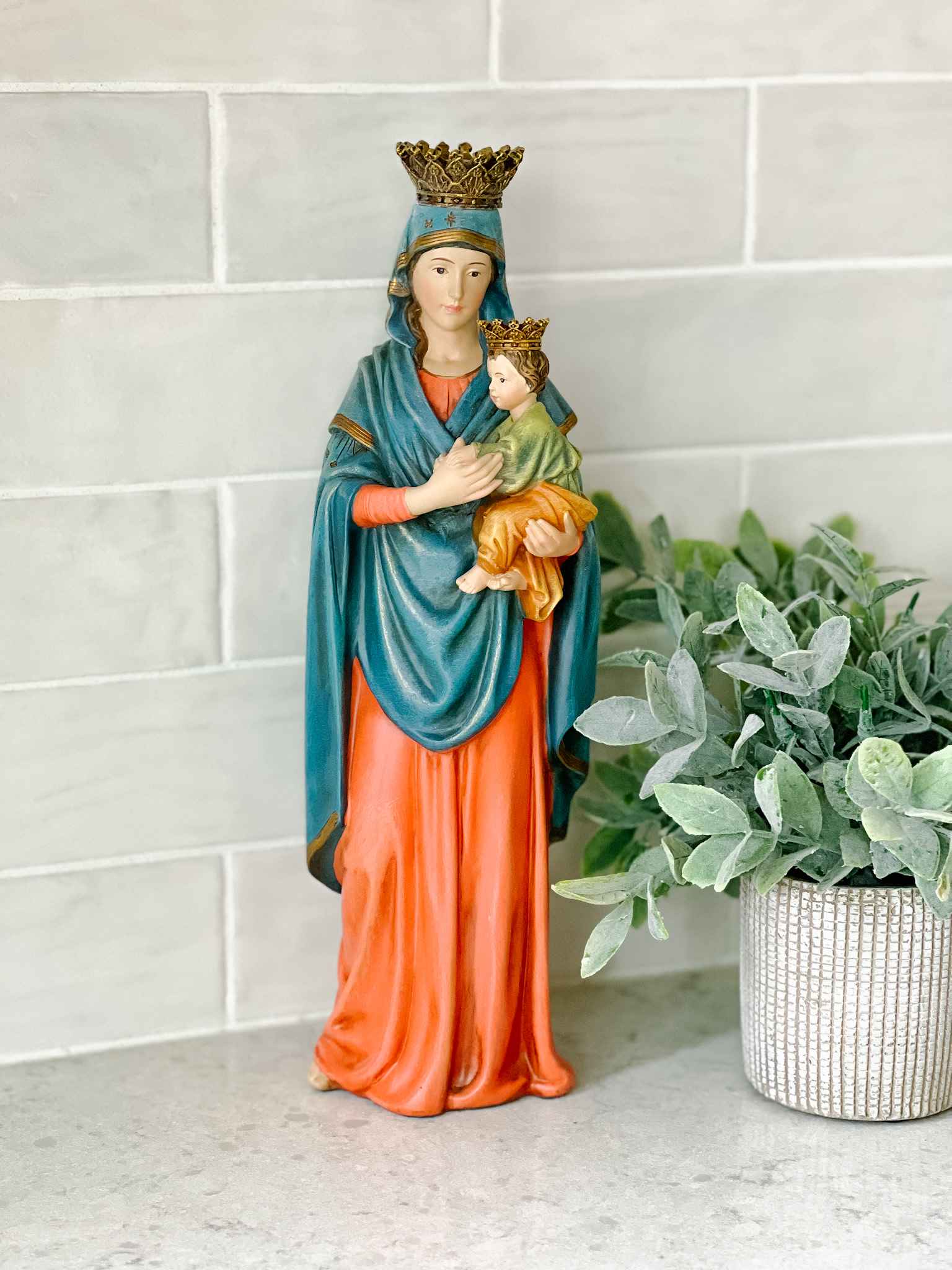 Our Lady of Perpetual Help Statue - Handcrafted Religious Figurine for Home Altar, Prayer Space & Catholic Devotion