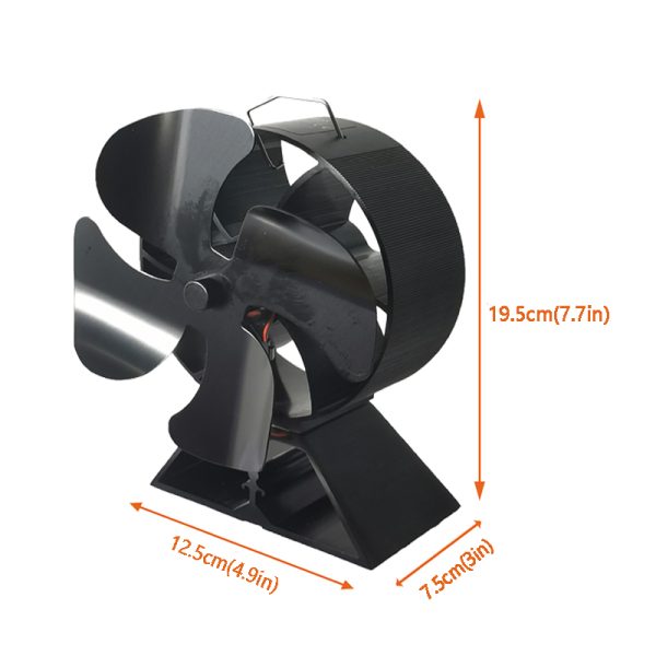 4 Blade Stove Fan VDSF643BLB - Efficient Heat Circulation for Wood Stoves & Fireplaces - Perfect for Home Heating & Energy Savings