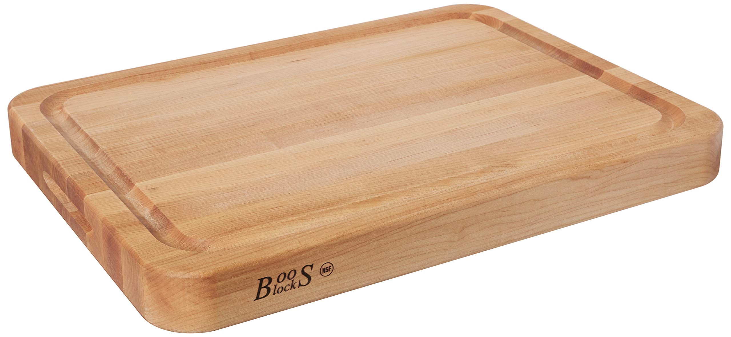 Premium John Boos RAD03-GRV Maple Wood Reversible Cutting Board with Juice Groove & Curved Edges - 24
