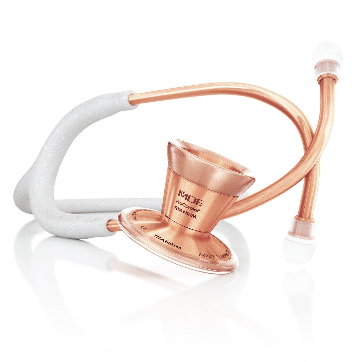 ProCardial® Titanium Cardiology Stethoscope - Premium Rose Gold & White Glitter Finish for Medical Professionals | Ideal for Doctors, Nurses & Healthcare Workers in Hospitals & Clinics