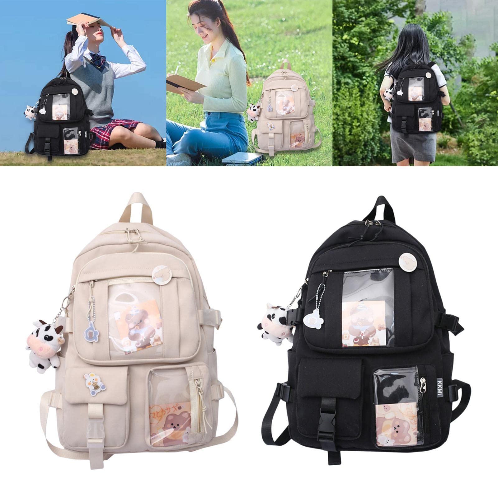 ATORSE® Kawaii Anime Backpack for Women & Girls - Cute Anti-Theft School Bag, Travel Backpack in White | Perfect for School, College, Travel & Cosplay