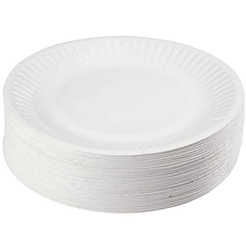 200-Pack 9 Inch White Round Paper Plates - Lightweight Disposable Dinner Plates for Parties, BBQs, Picnics & Events - Bulk Eco-Friendly Party Tableware