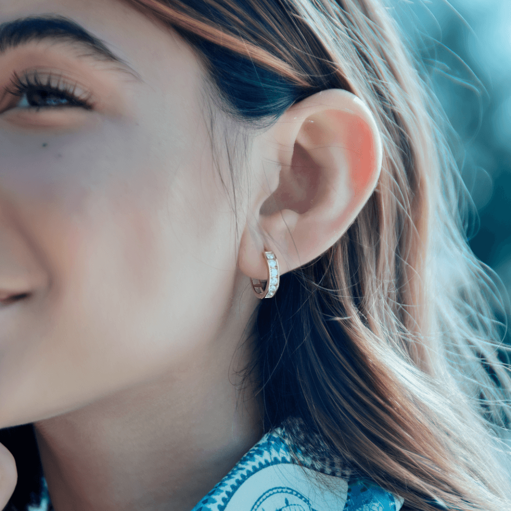 Stunning 14K Gold Pavé Hoop Earrings for Women - Perfect for Weddings, Parties & Everyday Elegance