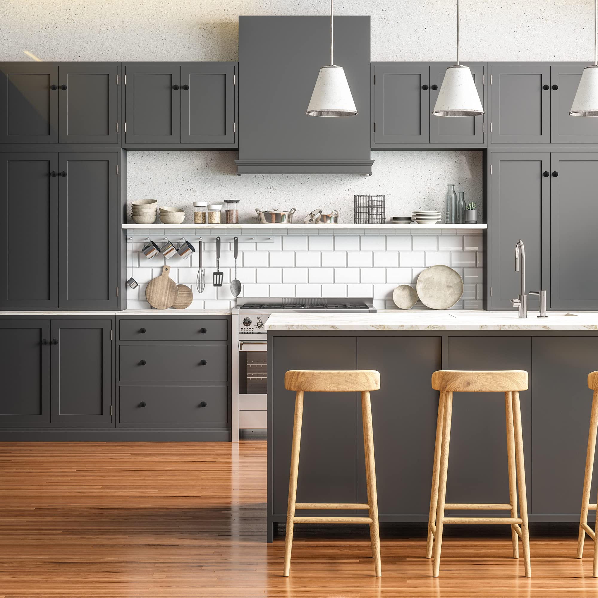 Ilyapa 25-Pack Flat Black Round Kitchen Cabinet Knobs - Matte Black Drawer Handles for Cabinets & Furniture - Perfect for Modern Kitchens, Bathrooms & Office Storage