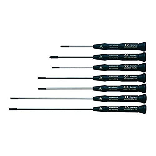 C.K. TOOLS T4883XESD 7-Piece Slotted/Phillips ESD Screwdriver Set - Anti-Static Precision Tools for Electronics Repair, Computer Maintenance & Sensitive Device Assembly