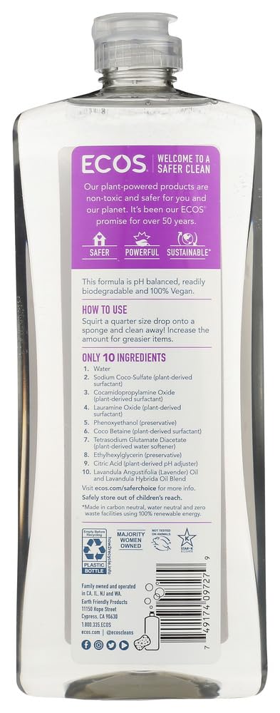 Earth Friendly Dishmate Lavender Dish Soap - Bulk Saver Pack (24 x 25 oz) | Eco-Friendly, Plant-Based Formula for Hand Washing Dishes - Perfect for Home, Restaurant & Commercial Kitchens