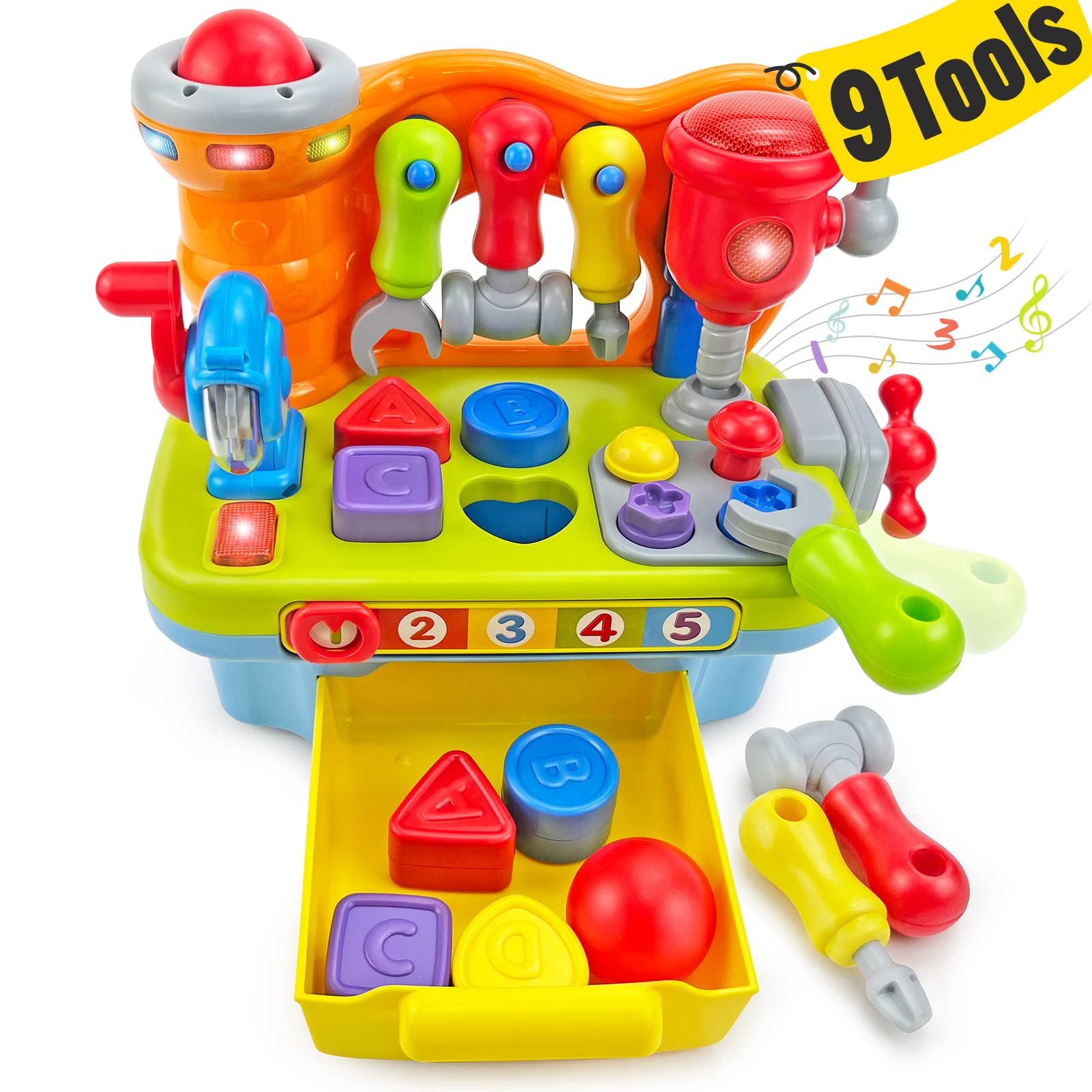 **9-in-1 Multifunctional Music Workbench Toy for 1-2 Year Old Boys – Learning Shapes, Colors & Numbers – Best Birthday Gift for Toddlers 12-18 Months (Ideal for Playtime & Early Education)**