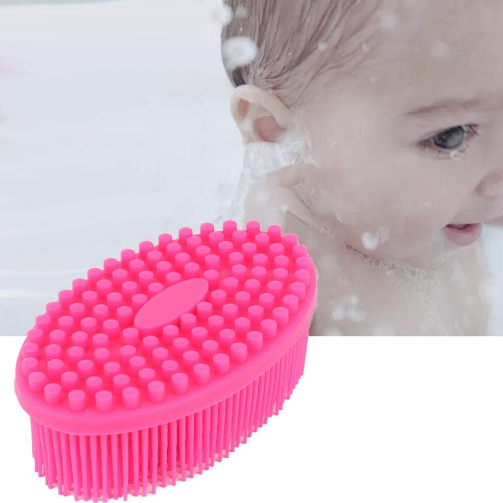 Wosume Durable Baby Massage Brush - Soft Silicone Bath Brush for Newborns & Infants (Rose Red) | Gentle Skin Care & Relaxing Bath Time