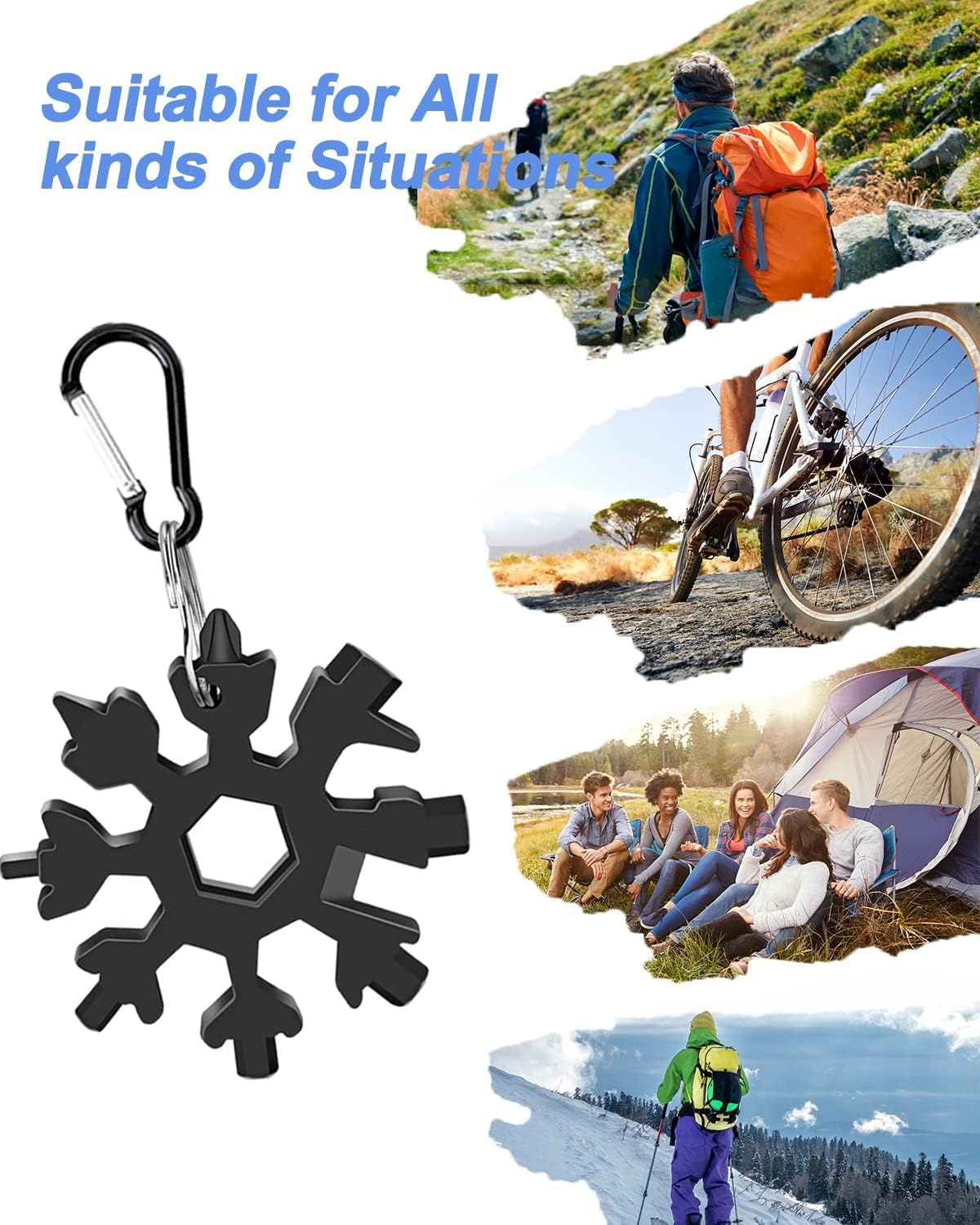 18-in-1 Snowflake Multitool - Perfect Stocking Stuffer for Men & Women | Unique Christmas Gifts for Him, Husband & Boyfriend | Cool Gadgets for Adults Who Have Everything | Great for Camping, Hiking, Emergency & Everyday Carry (EDC)