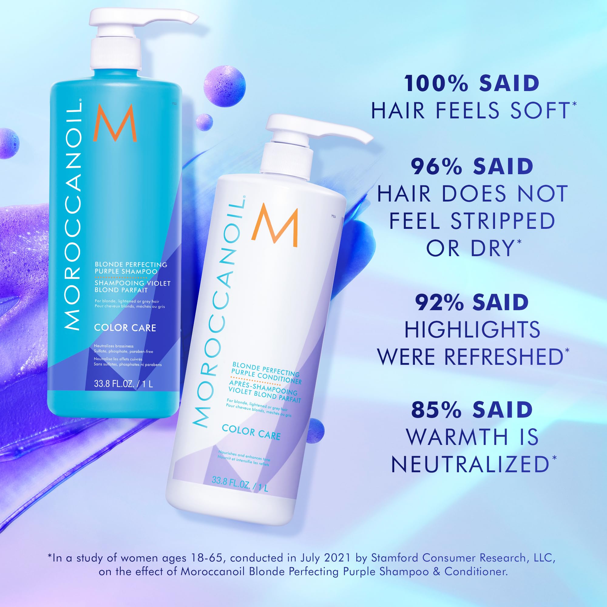 Moroccanoil Blonde Perfecting Purple Conditioner for Blonde & Silver Hair - Tones Brassiness & Enhances Shine - Perfect for Color-Treated & Highlighted Hair