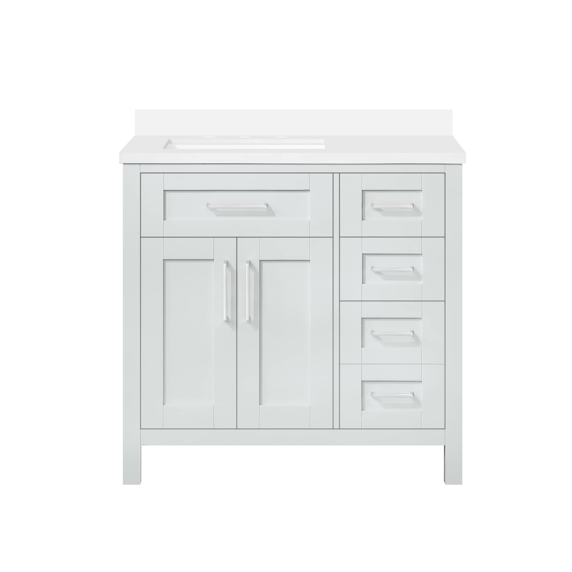 Ove Decors Maya 36 Inch Single Sink Bathroom Vanity in Dove Grey - Modern Space-Saving Vanity for Small Bathrooms & Powder Rooms