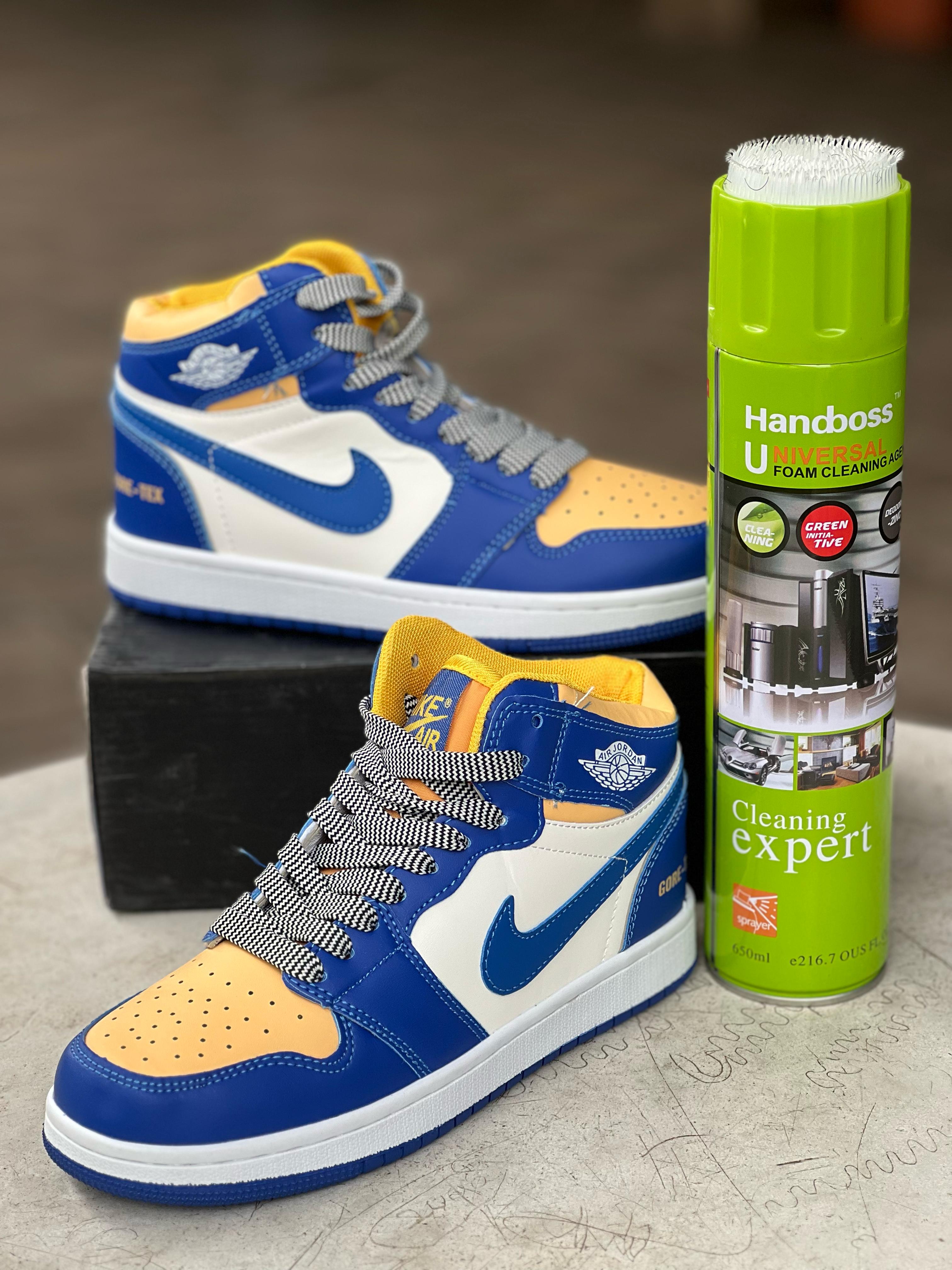Nike Air Jordan 1 Retro High OG Sneakers - Blue/Yellow Colorway - Men's Basketball Shoes for Casual Wear & Street Style