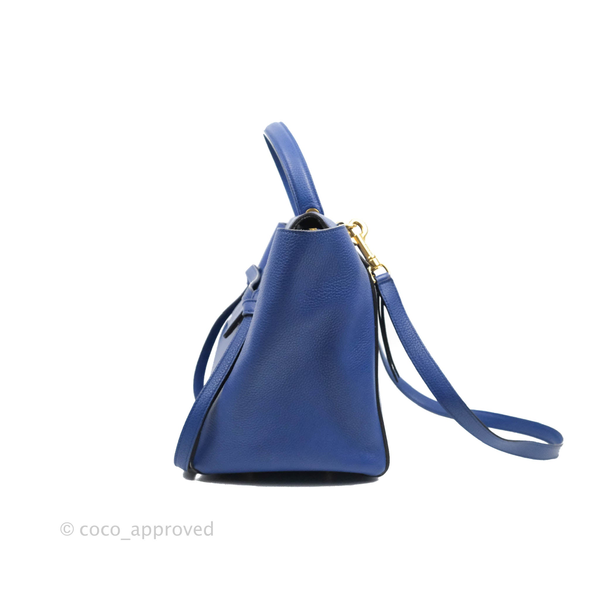 Celine Mini Belt Bag in Blue Grained Calfskin with Gold Hardware - Perfect for Everyday Use, Travel & Fashion Accessories