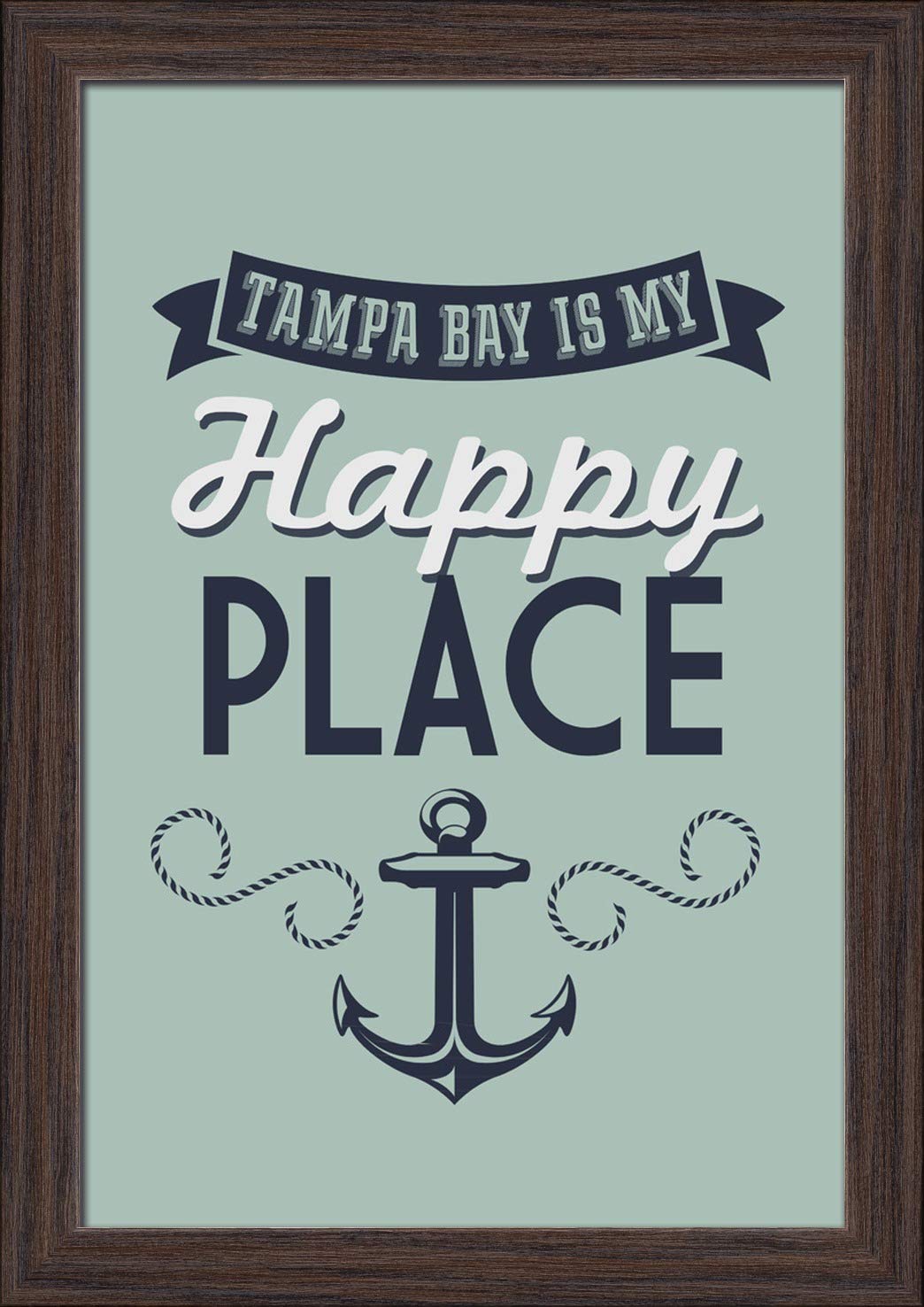 Florida Tampa Bay Fine Art Print - 12x18 Giclee on Recycled Wood Frame in Espresso Brown - Coastal Wall Decor for Beach House, Office & Living Room