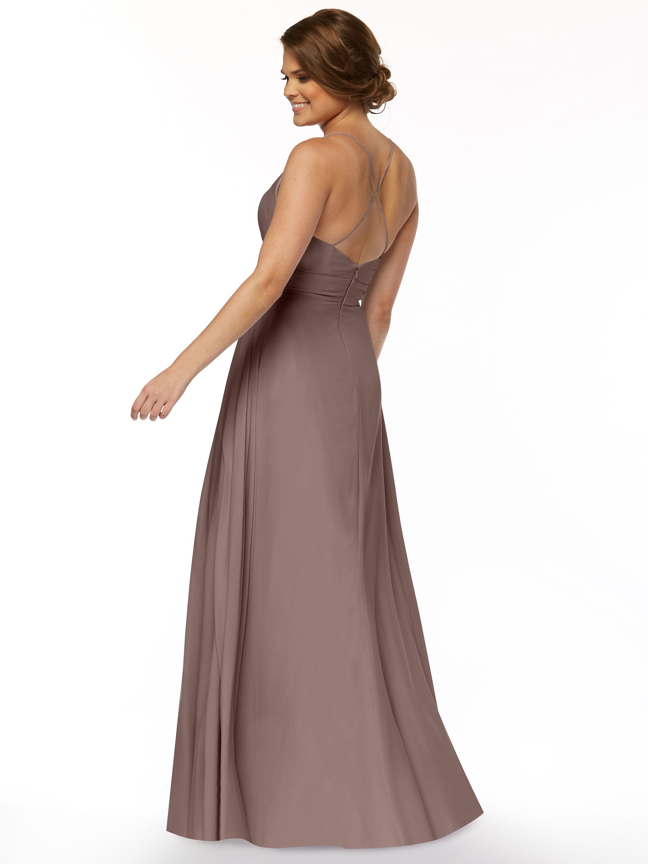 Elegant 83027 Simple Stretch Chiffon A-Line Bridesmaid Dress with Pleats - Perfect for Weddings, Formal Events & Special Occasions