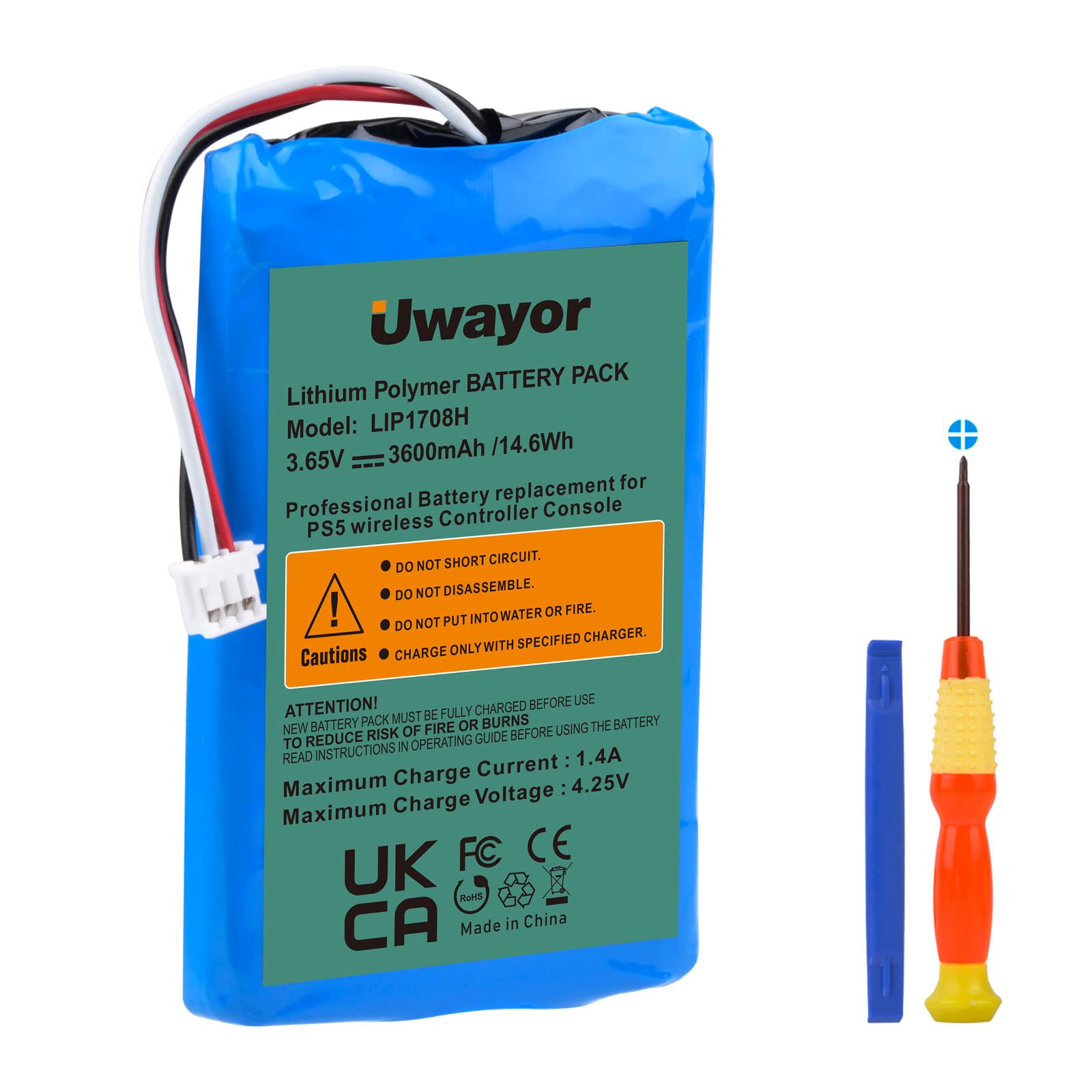 Uwayor 3600mAh High Capacity Replacement Battery for PS5 Controller - Long Lasting Playstation 5 DualSense Charging Battery - Perfect for Gaming, Streaming & Extended Play Sessions