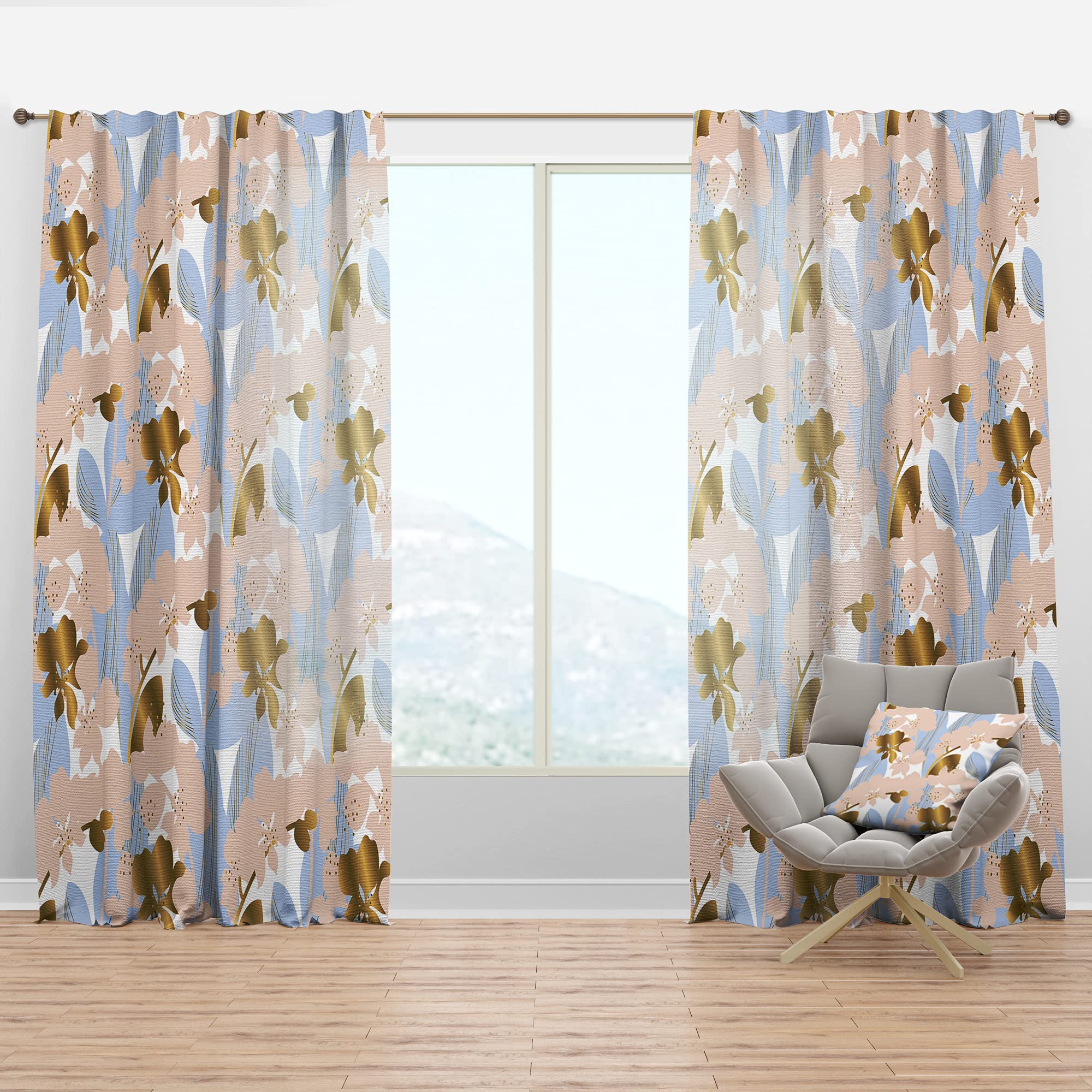 DesignQ 'Golden Foliage XV' Thermal Insulated Curtain Panel - 52x84 Inches - Elegant Window Drapes for Bedroom & Living Room - Energy Saving, Blackout, Noise Reduction - Perfect for Home Decor & Privacy