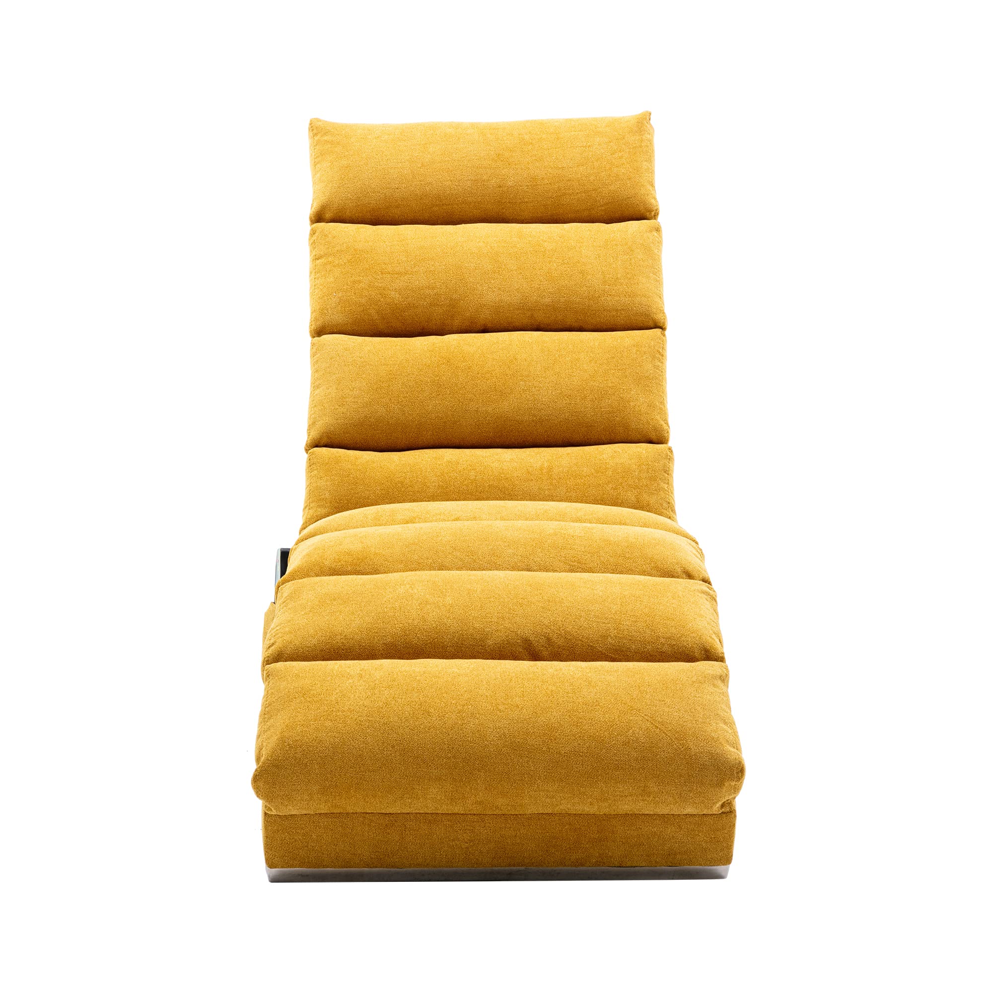 Modern Chaise Lounge Chair with Massage & Remote Control - Adjustable Recliner with Side Pocket - Single Sofa for Living Room, Office, Bedroom - Ergonomic Floor Lounger in Mustard Yellow - Perfect for Relaxing, Reading & Watching TV