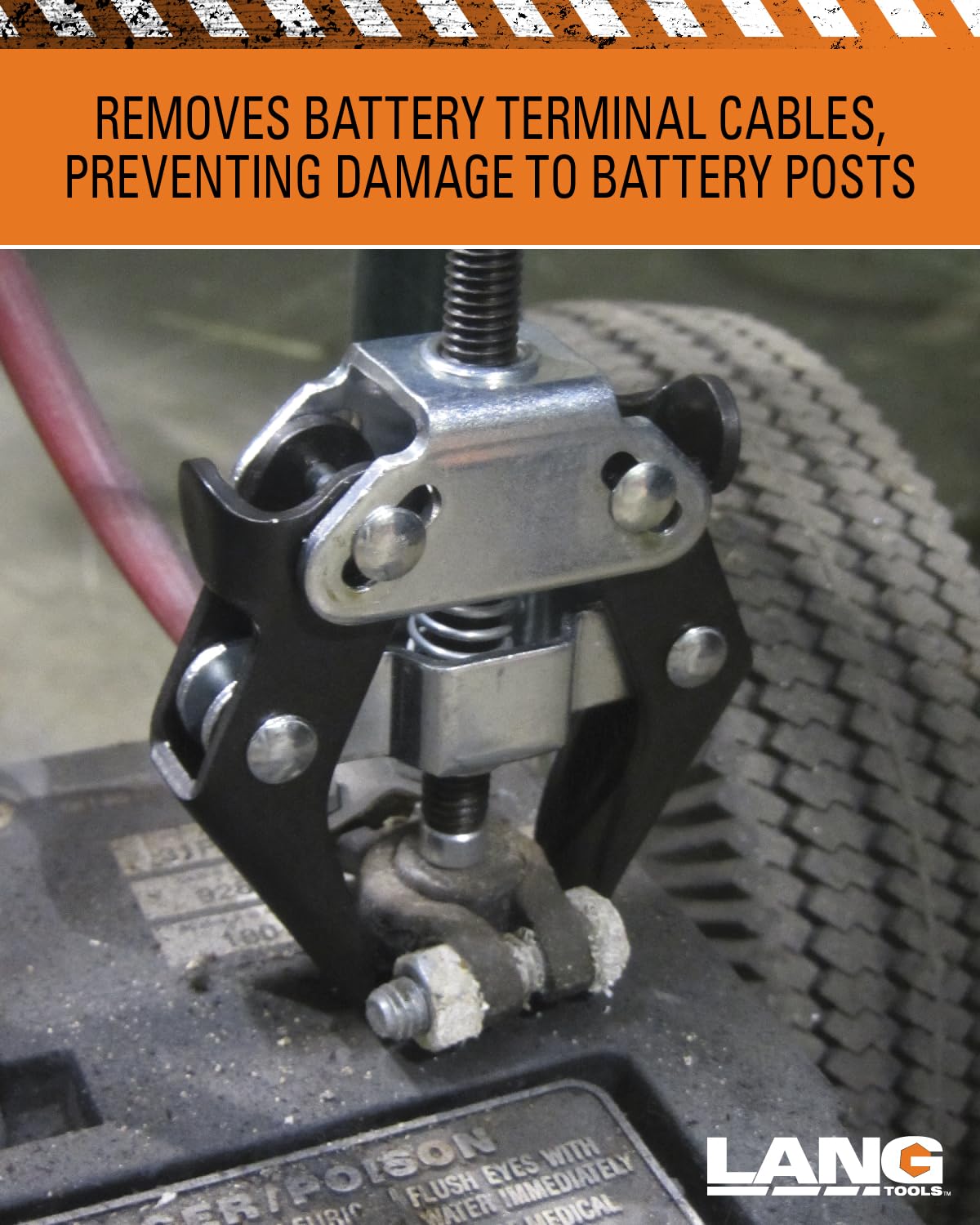 Lang Tools 202 Battery Terminal Puller - Universal Size for Car, Truck & Marine Batteries - Heavy Duty Corrosion Removal Tool for Easy Battery Maintenance & Replacement