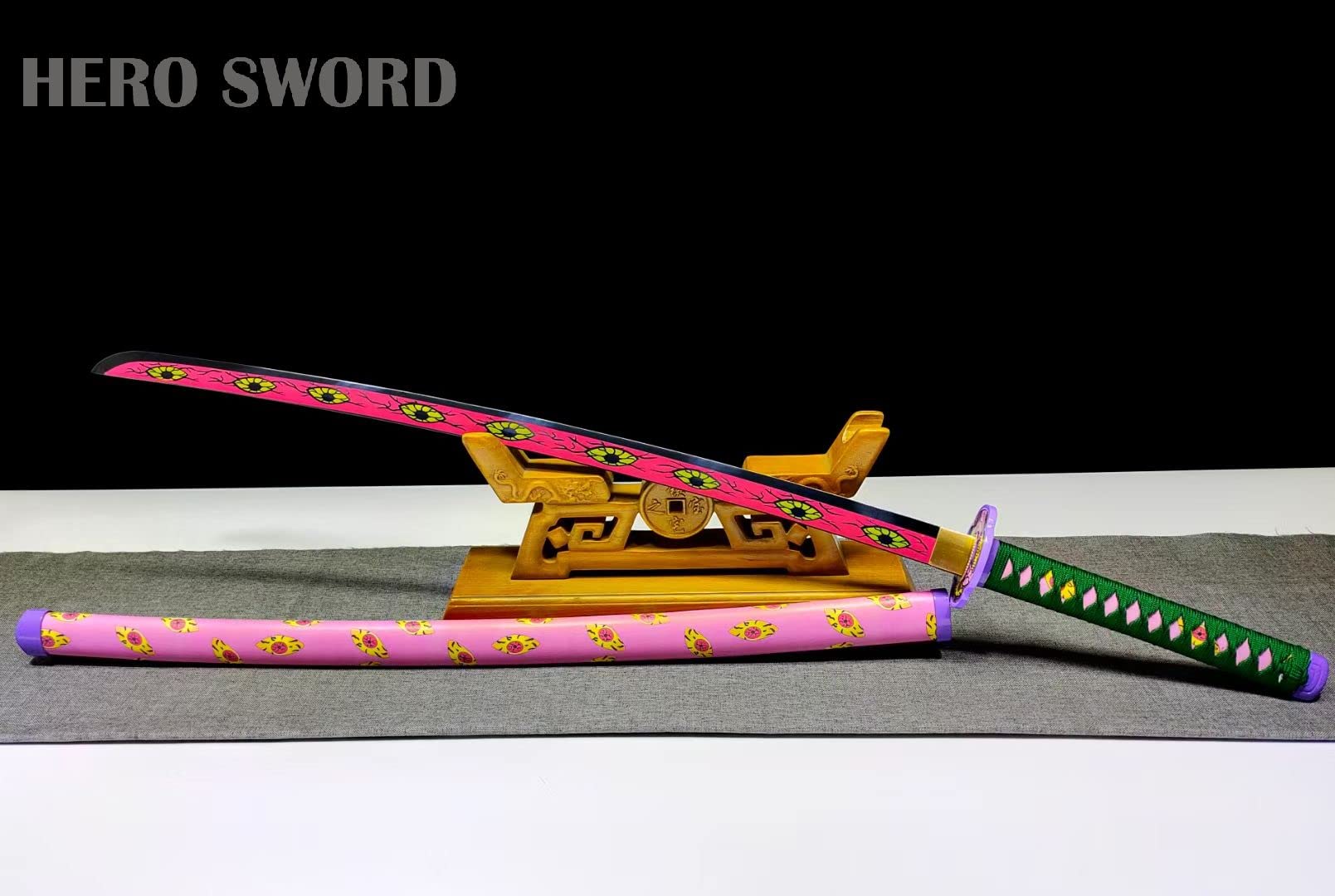 Handmade 1095 High Carbon Steel Demon Slayer Katana Sword - Agatsuma Zenitsu Cosplay Knife, Sharp Japanese Anime Sword Real Weapon - Perfect for Cosplay, Collection & Martial Arts Training