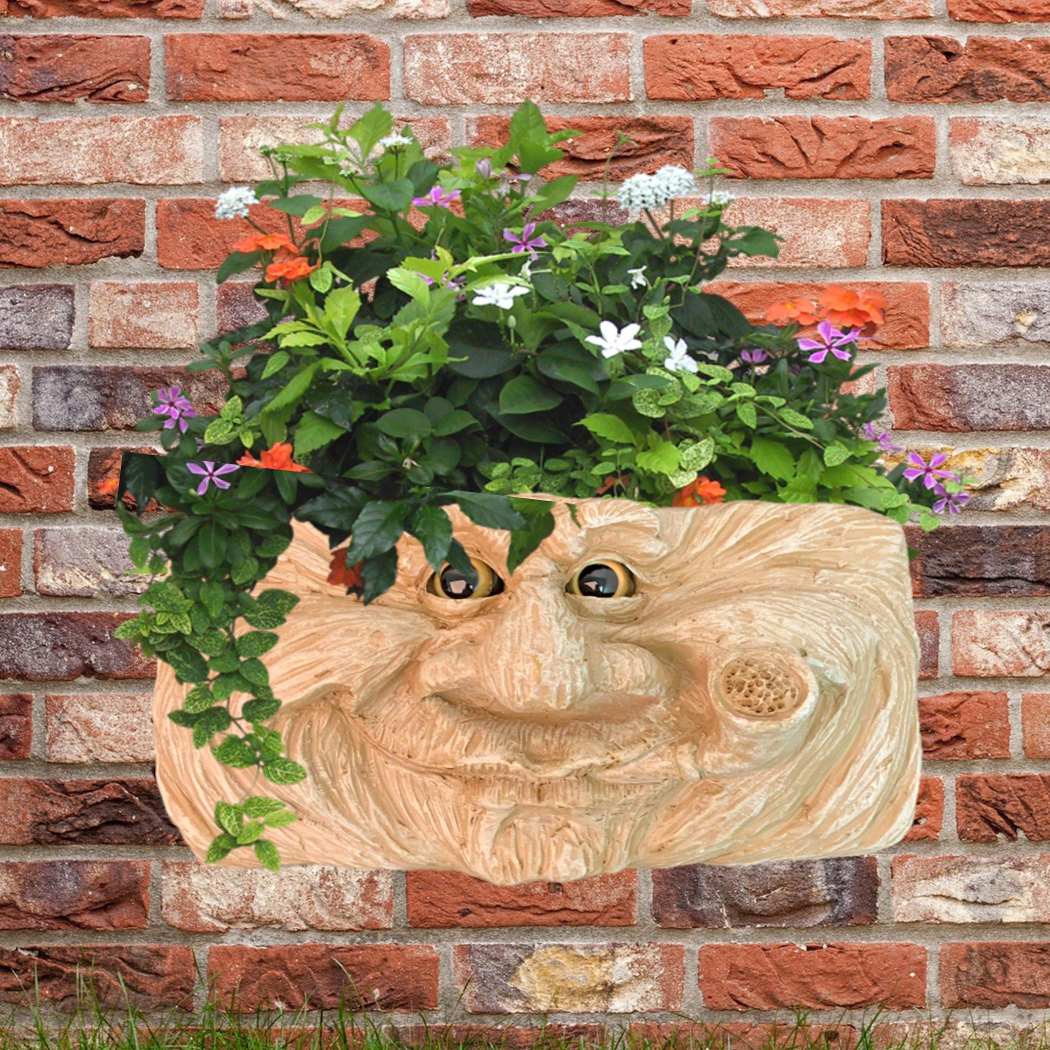 Grandpa Old Hickory Stone Wash Face Statue - Rustic Tree & Patio Wall Planter for Garden Decor | Perfect for Outdoor Wall Art, Patio Decorations, and Unique Garden Gifts