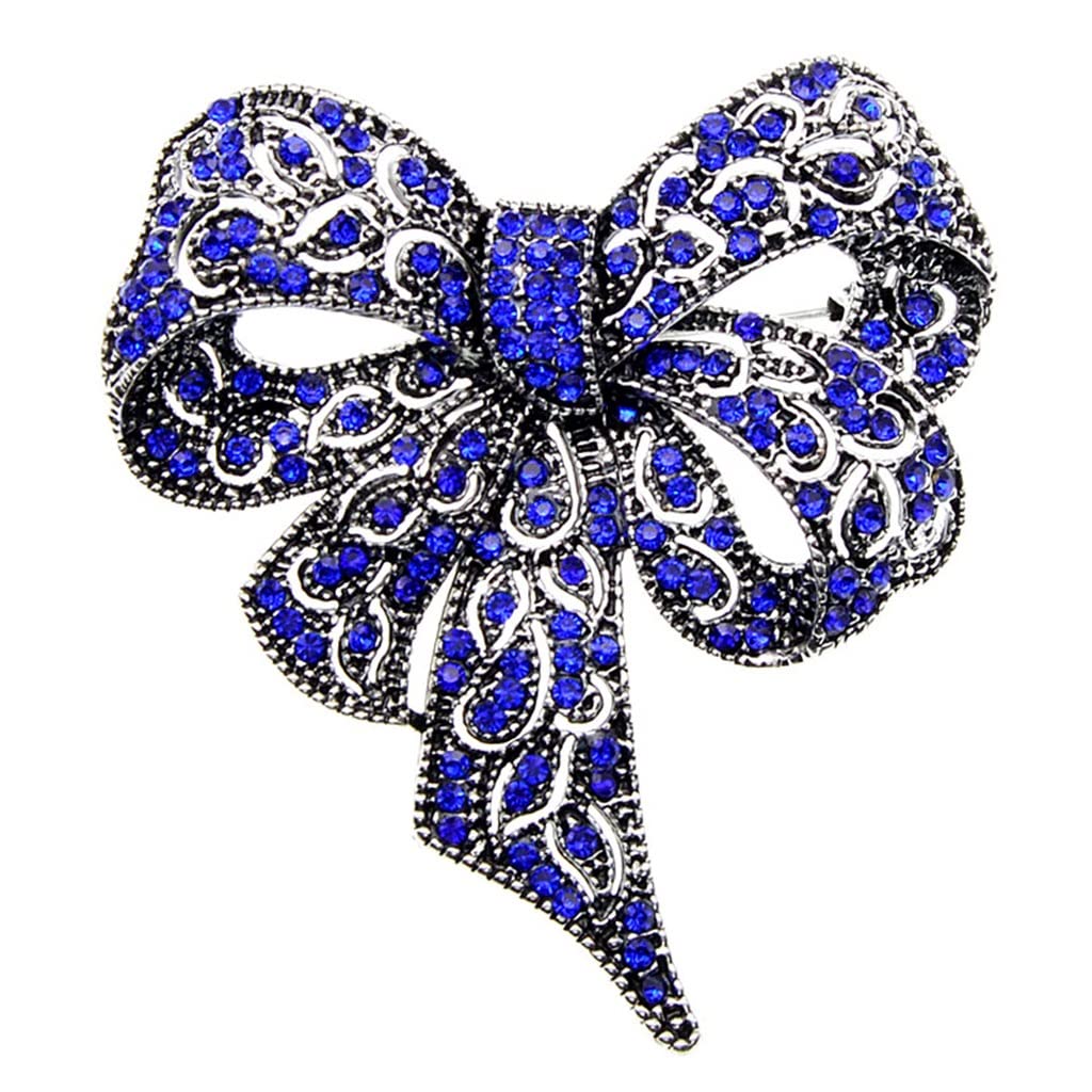 YKBTP Elegant Black Rhinestone Bow Brooch for Women - Large Vintage Bowknot Pin - Fashionable Spring Accessory (Green) - Perfect for Dresses, Hats, Scarves & Gift Giving