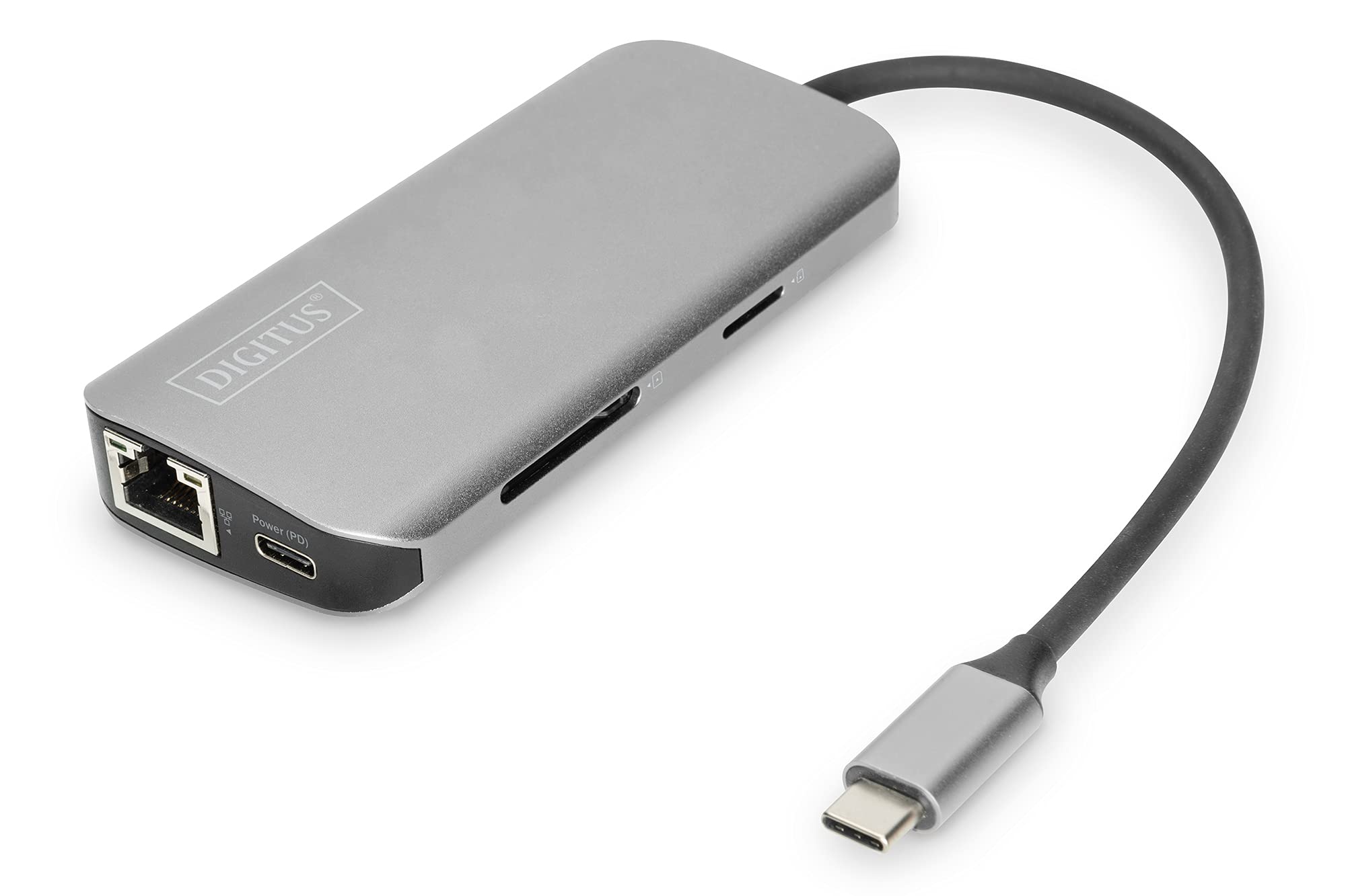 Digitus 8-Port USB-C Hub with 2xUSB 3.0, Ethernet, Dual HDMI, Power Delivery, SD/MicroSD Card Reader - Space Gray | Perfect for MacBook Pro/Air, Windows Laptops & Home Office Setup