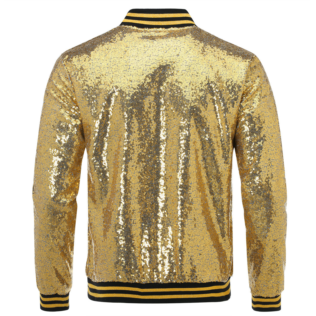 Men's Gold Sequins Stand Collar Stage Jacket - Elegant Performance Costume for Dance Shows, Parties & Special Events