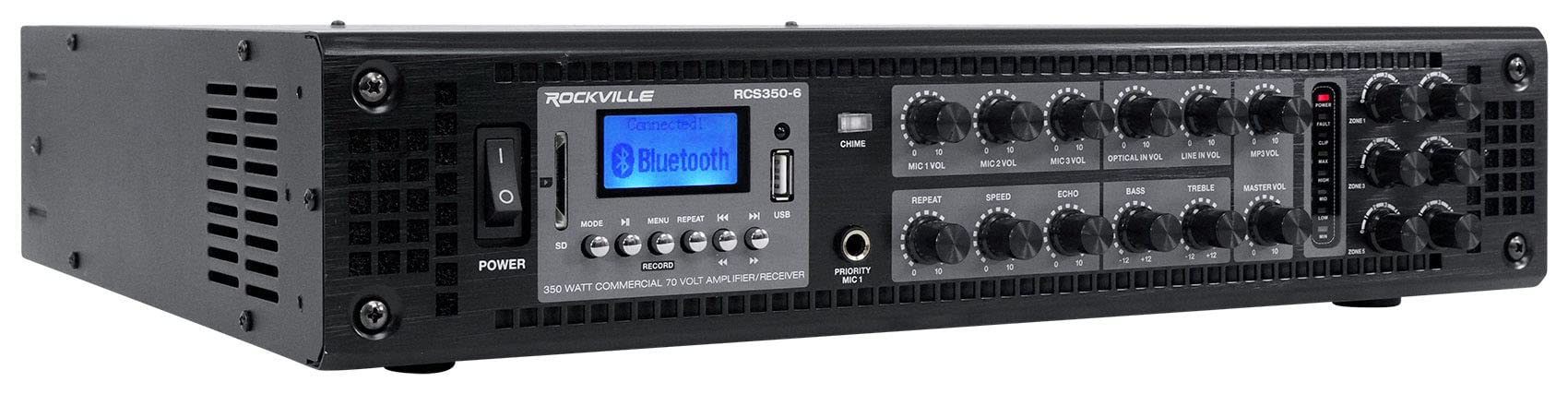Rockville 6-Zone Home Audio Receiver with (6) 3.5