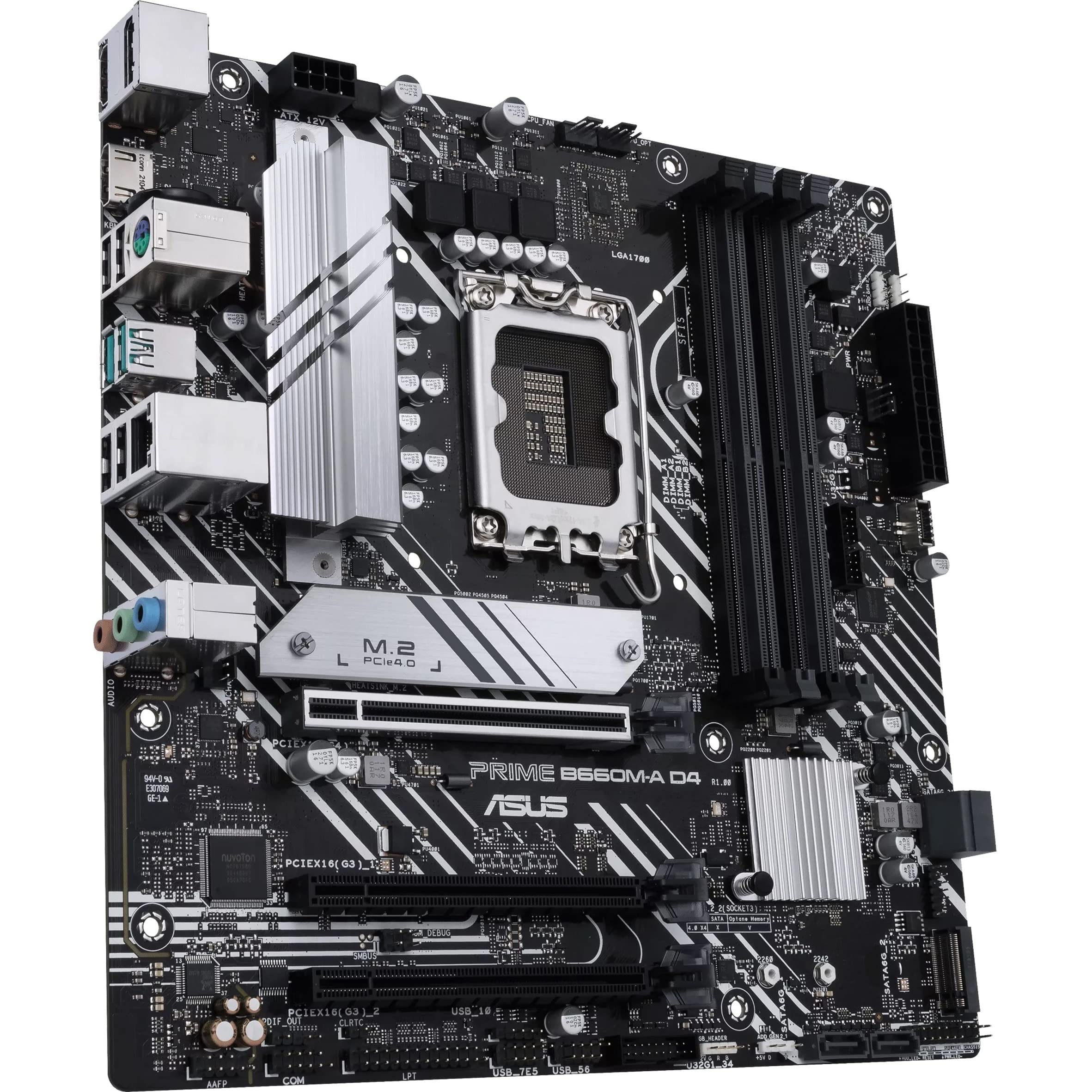 ASUS Prime B660M-A D4 LGA 1700 mATX Motherboard - Intel 12th Gen Compatible, PCIe 4.0, DDR4 RAM, Dual M.2 Slots, 1Gb LAN, DisplayPort & Dual HDMI, USB 3.2 Gen 2 & Type-C, Aura Sync RGB - Perfect for Gaming PC Builds & Home Office Workstations