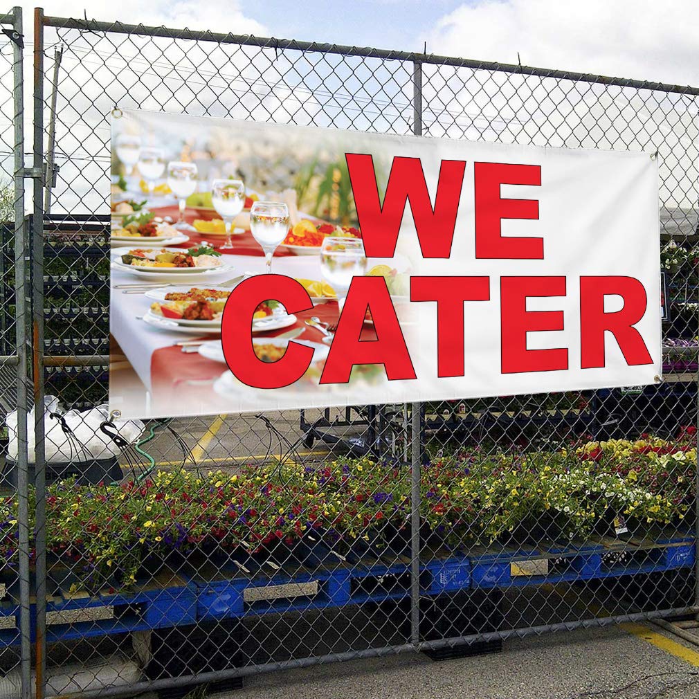 Durable Vinyl Banner - Multiple Sizes (60x144 Inches) for Restaurants, Food Trucks & Outdoor Events - Weatherproof with 10 Grommets - Perfect for Business Signs, Yard Sales & Industrial Use