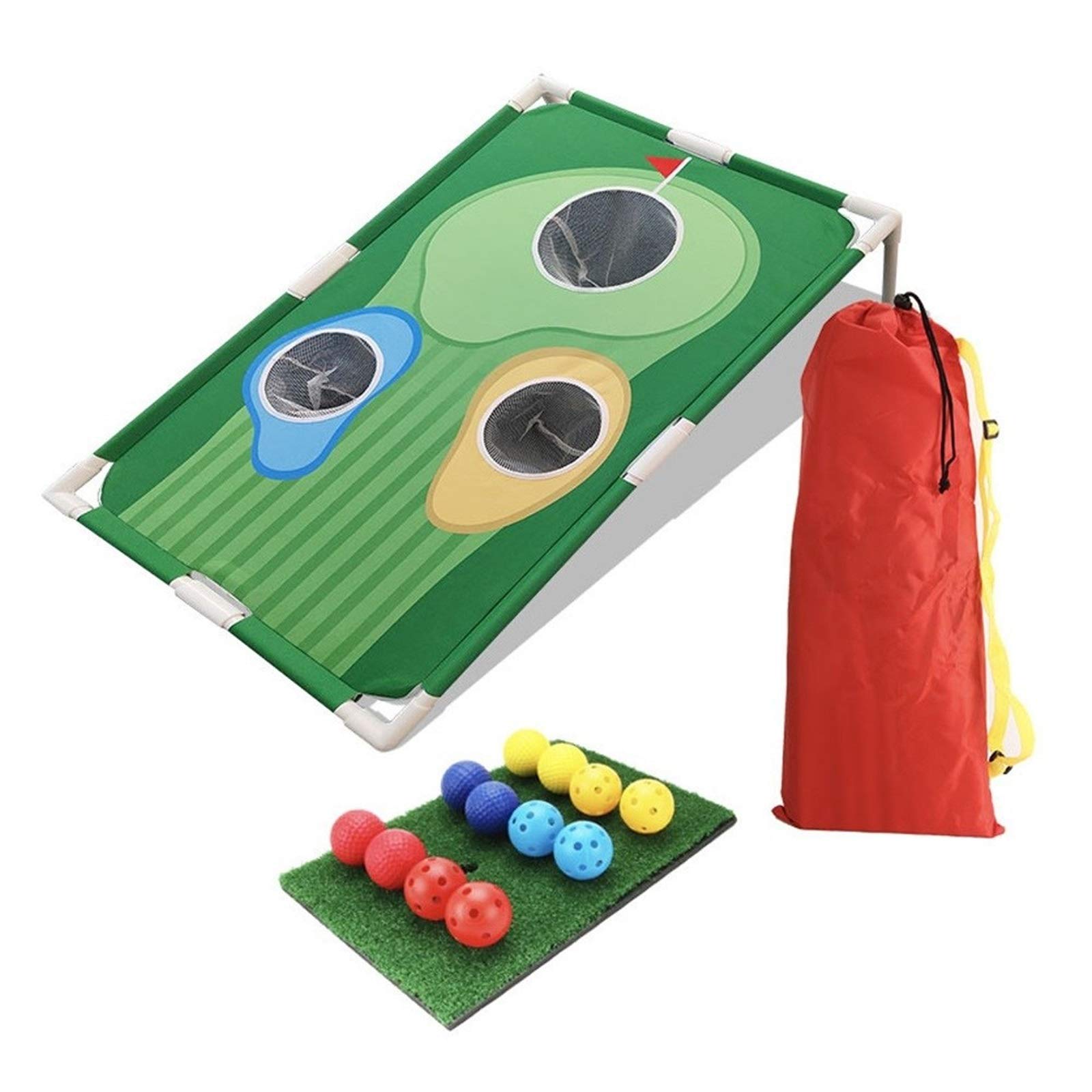QAZPL Golf Swing Training Net & Practice Hole Board Set - Indoor/Outdoor Portable Golf Training Aid for Backyard, Driving Range & Home Practice - Green