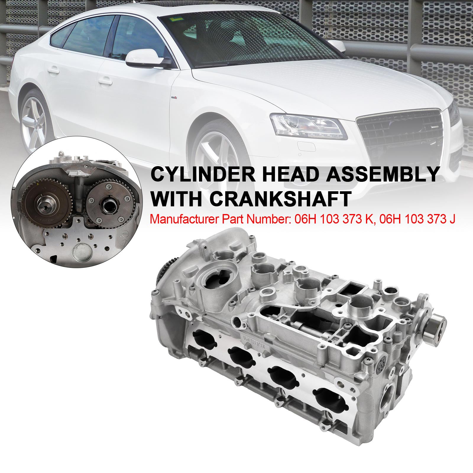 06H103373J Cylinder Head Assembly & Crankshaft for AUDI A4 A5 A6 Q5 2.0L DOHC TFSI (EA888) Engine - Replacement Part for Performance Repair & Maintenance | Perfect for Engine Overhaul, Head Gasket Replacement & Vehicle Restoration