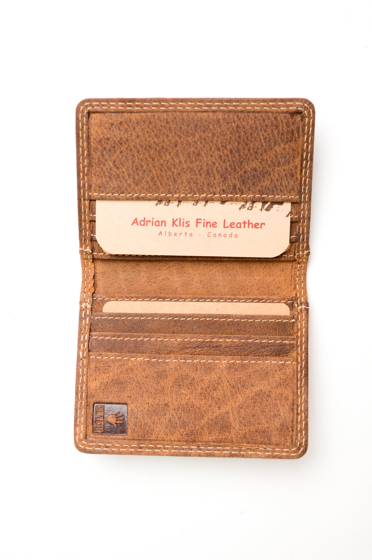 Premium Buffalo Leather Adrian Klis 266 Card Holder in Tan - Stylish & Durable RFID Blocking Wallet for Men & Women - Perfect for Travel, Business & Everyday Use