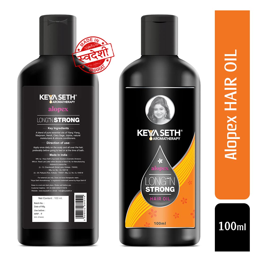 Keya Seth Aromatherapy Alopex Long N Strong Hair Oil with Rosemary & Tea Tree Oil - 100ml Natural Hair Growth Treatment for Thinning Hair, Reduces Hair Fall & Nourishes Scalp - Perfect for Daily Hair Care & Styling Routine