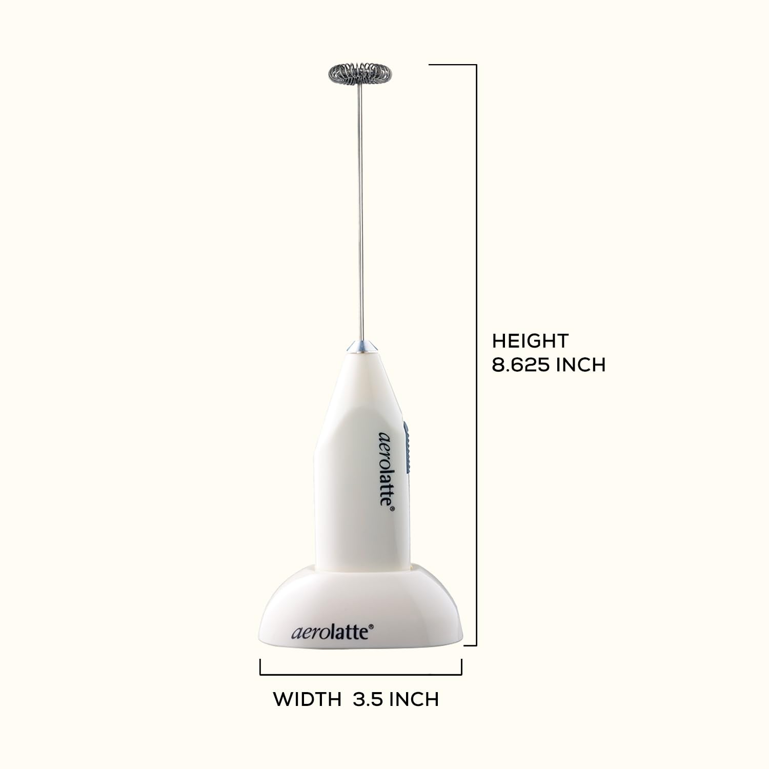 Original Aerolatte Milk Frother with Counter Stand - Steam-Free Handheld Frother for Coffee, Hot Chocolate & Lattes (Ivory, Batteries Included) - Perfect for Home Baristas & Coffee Lovers