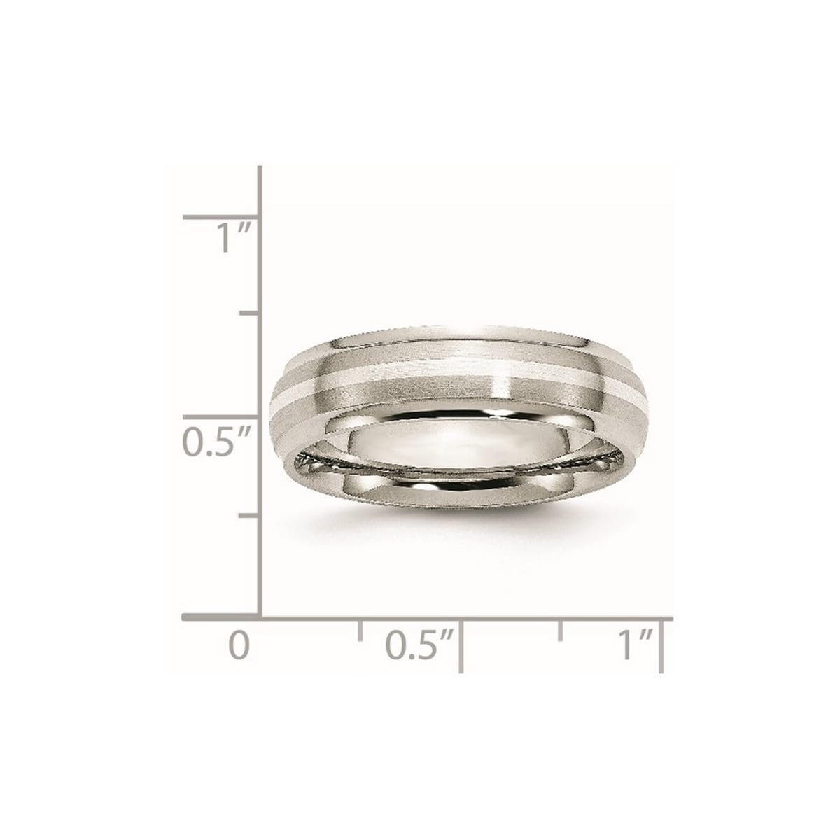 Stainless Steel 925 Sterling Silver Inlay Ridged Edge Brushed & Polished Ring for Women - Size 5-10 | Elegant Wedding, Anniversary & Everyday Fashion Jewelry