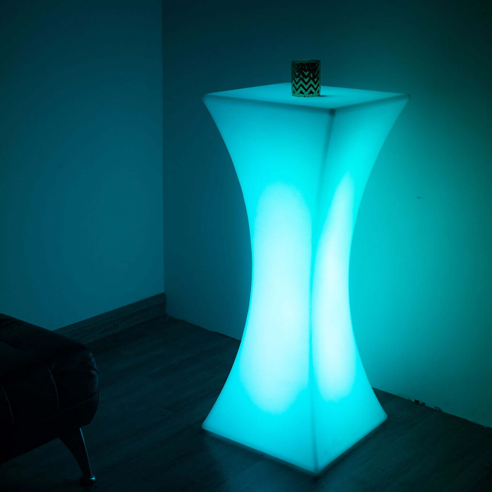 18x43 Inch Color Changing Cordless LED Light Up Cocktail Table - Rechargeable Waterproof Illuminated Furniture for Outdoor Patio, Poolside, Bar & Party Decor