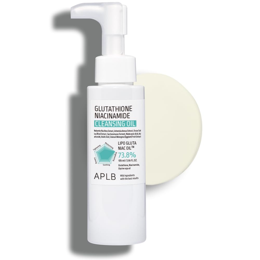 APLB Glutathione Niacinamide Cleansing Oil | LIPO GLUTA NIAC OIL™ 73.8% 3.55 FL.OZ - Korean Skincare Makeup Remover for Sensitive Skin, Moisturizing & Blackhead Care - Perfect for Daily Cleansing & Nighttime Routine