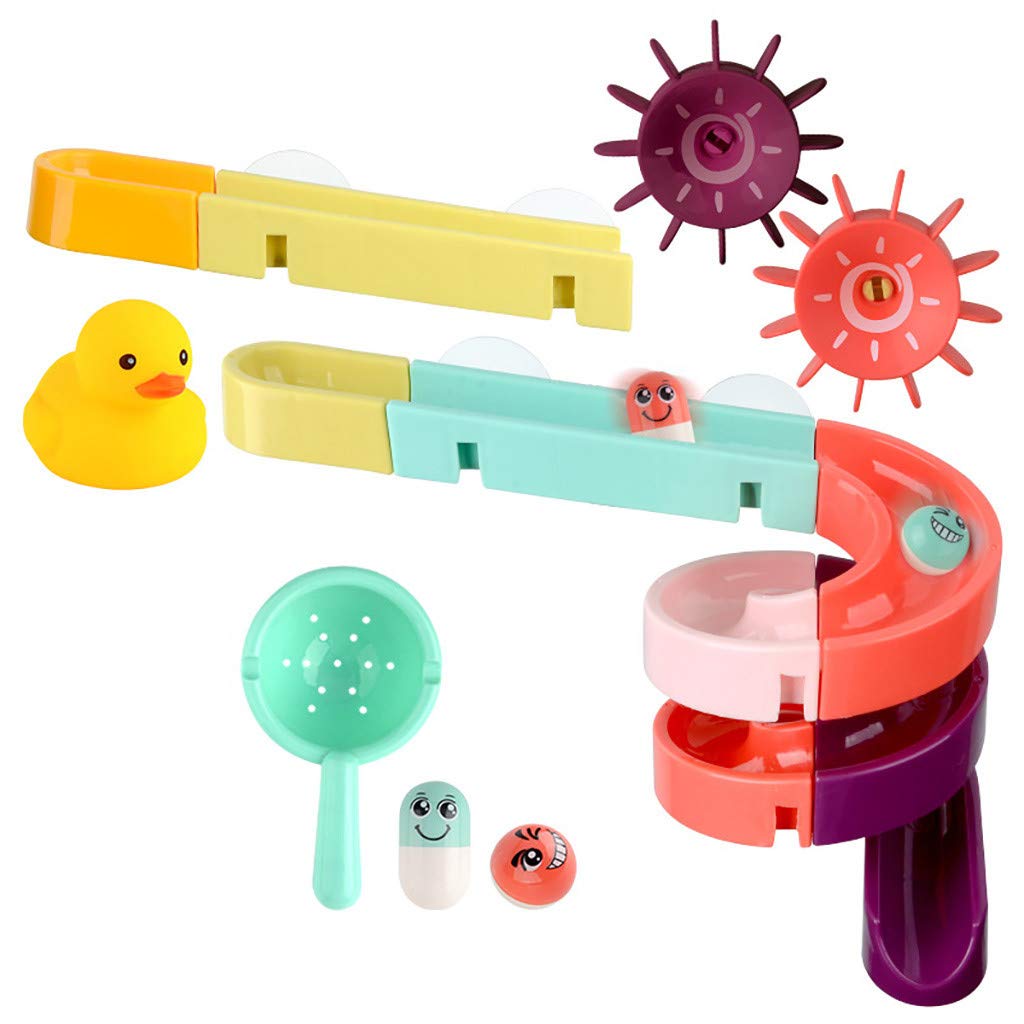 **BXIRSM Kids Bath Toys - Baby Building Tracks & Water Slide Shower Gift for Toddlers, Infant Boys & Girls - Fun Waterfall Ball & Tub Toys for Bathtime Play**    *(Perfect for Sensory Play, Early Learning, and Making Bathtime Fun for Kids!)*