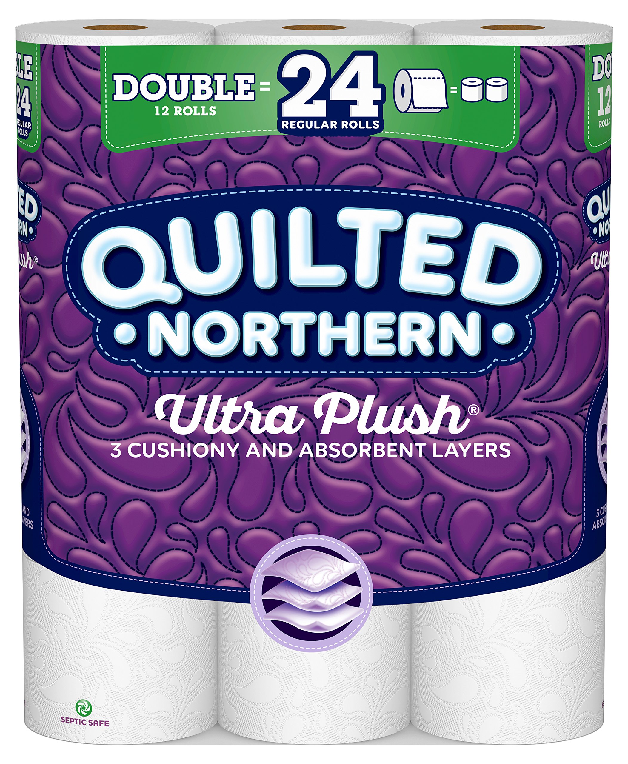 Quilted Northern Ultra Plush Toilet Paper - 12 Double Rolls (24 Regular Rolls Equivalent) | Soft & Strong Bathroom Tissue for Home & Office Use