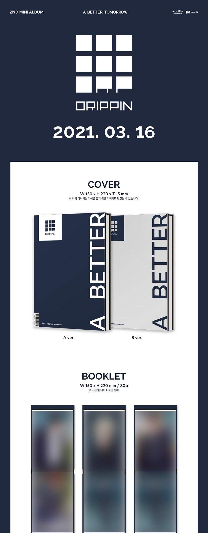 Drippin A Better Tomorrow 2nd Mini Album Set - 2 Versions, 80p Booklet, Film Photo, 2 Photo Cards, Sealed with Tracking | K-Pop Collectibles for Fans and Gift Giving