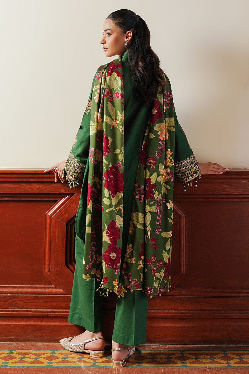GREEN OASIS 3-Piece Satin Embroidered Suit Set for Women | Elegant Formal Outfit | Perfect for Weddings, Parties & Special Occasions