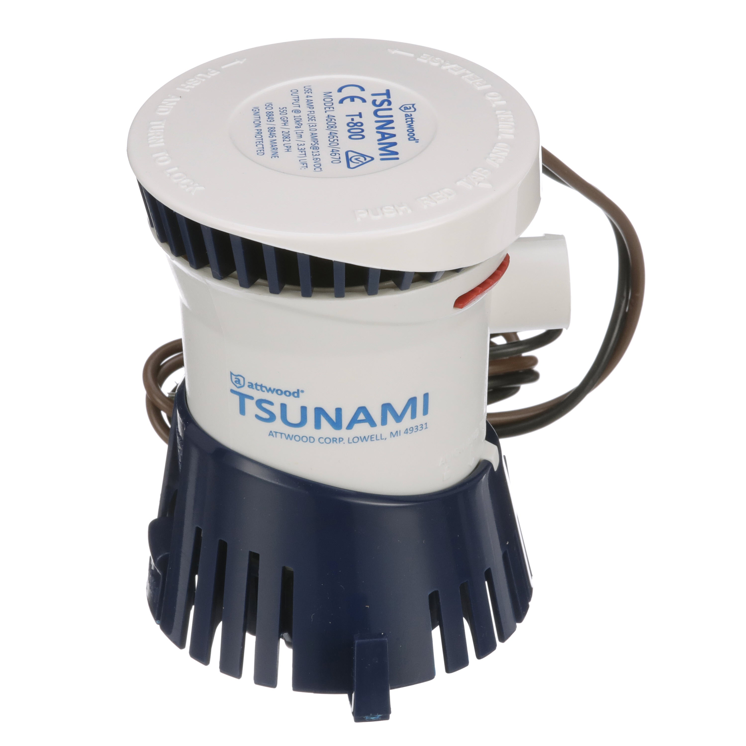 Attwood Tsunami 800 GPH Bilge Pump - High Performance Marine Water Pump for Boats, Yachts & Watercraft - Ideal for Emergency Flood Control & Bilge Water Removal