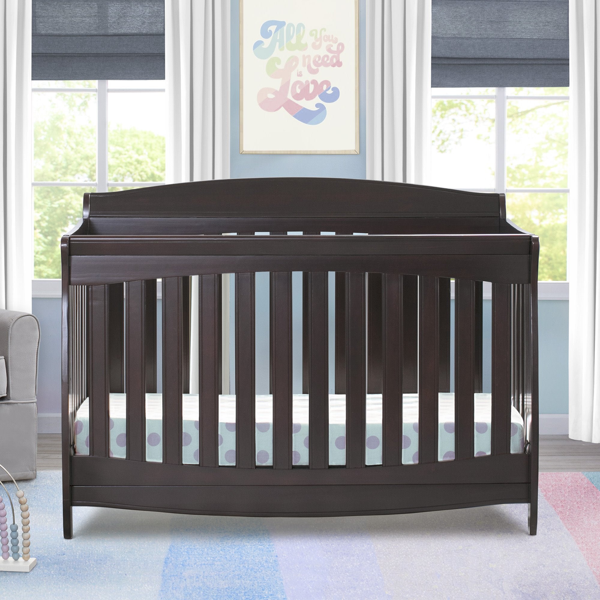 Colton 6-in-1 Convertible Baby Crib - Toddler Bed, Daybed & Full-Size Bed - Safe Nursery Furniture for Newborn to Teen - Perfect for Modern Nurseries & Kids' Bedrooms