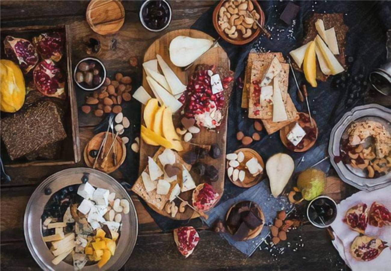 1000-Piece Jigsaw Puzzle - Tropical Fruits, Cheese & Nuts Appetizer Board - Educational Brain Game for Kids & Adults - DIY Challenge Indoor Activity - 20