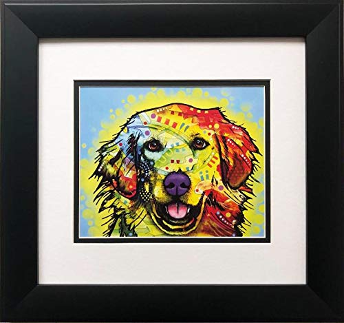 Dean Russo Golden Retriever Framed Canvas Art Print - 14.5x13.5 Inch Modern Pop Art Wall Decor - Perfect for Living Room, Bedroom & Office