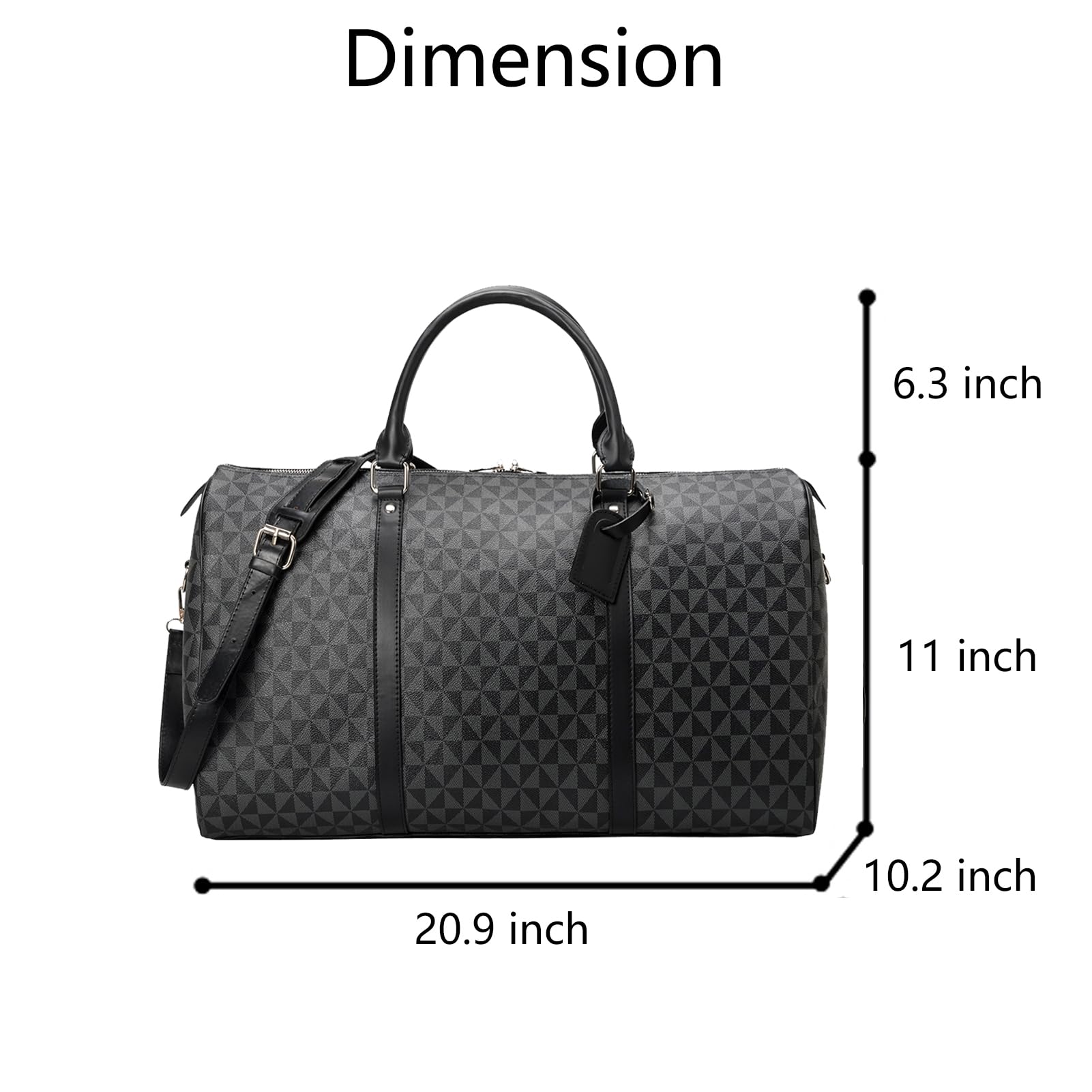 Large Capacity Lightweight Weekender Travel Duffel Bag for Women & Men - Overnight Gym Bag with Toiletry Pouch - Perfect for Weekend Getaways, Business Trips, and Gym Workouts (Black)