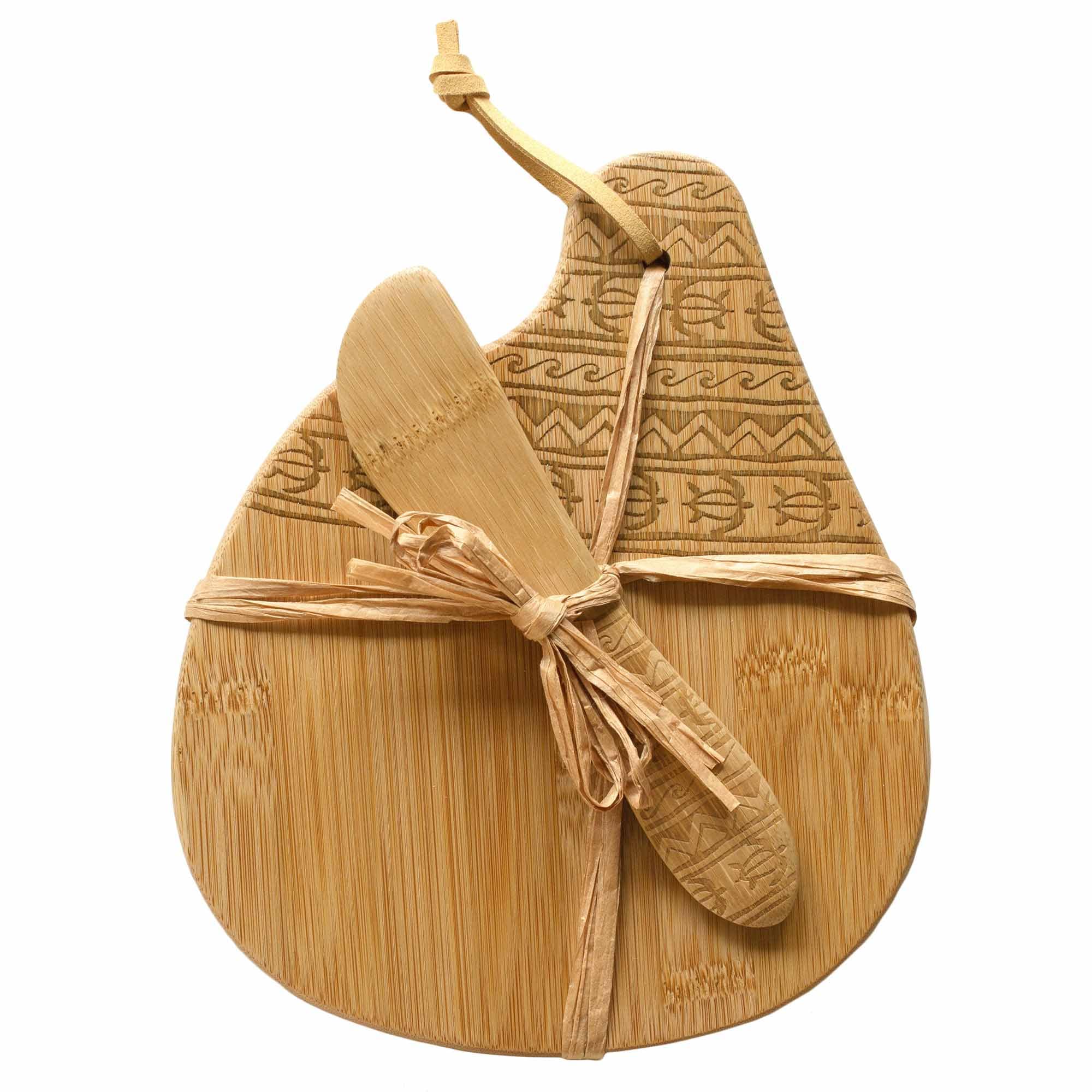 Premium Tonga Wood Serving Board with Cheese Knife - 7 1/8